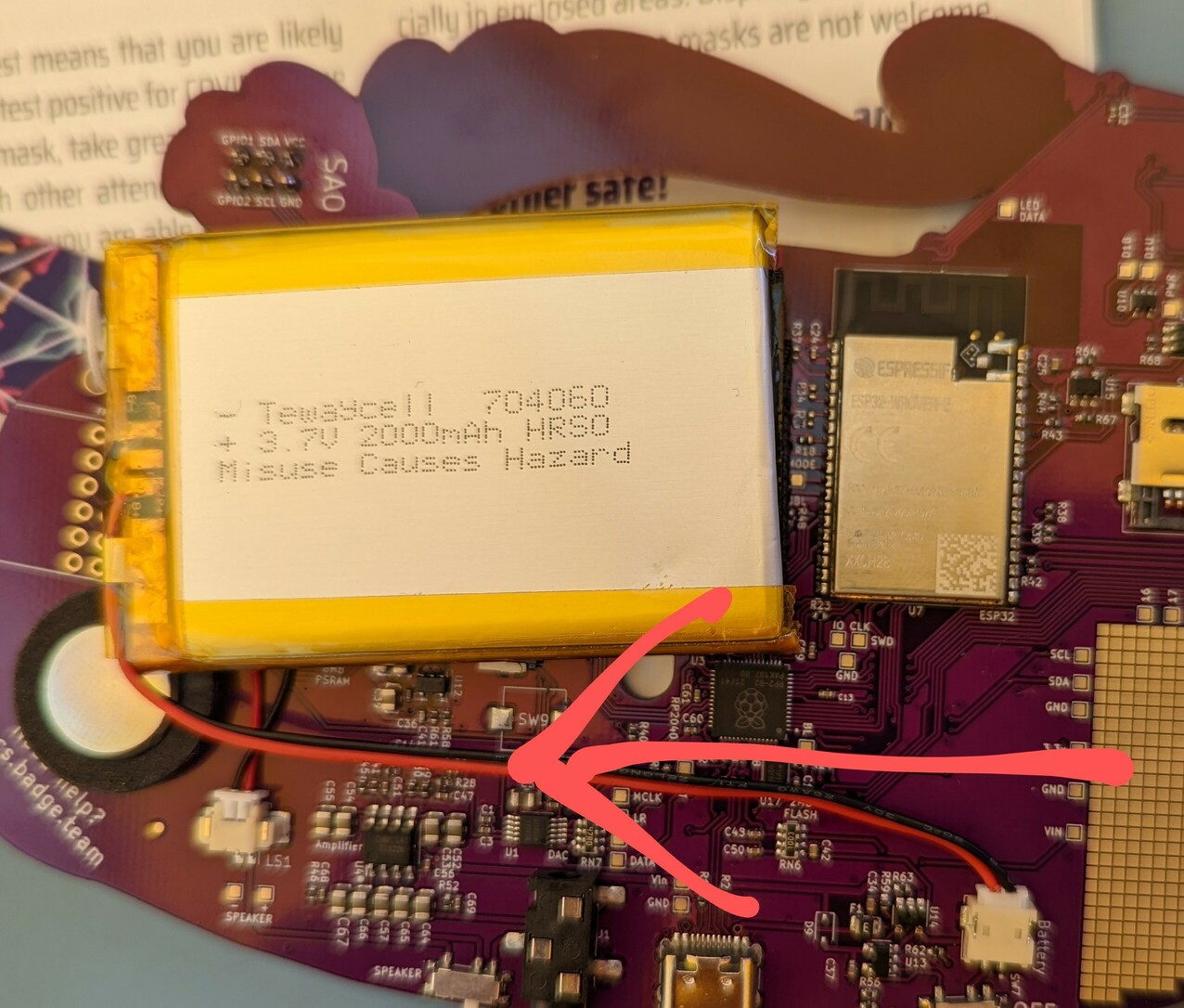 Move battery in this direction